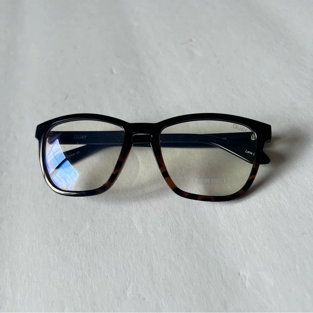 QUAY HARDWIRE 126 BLUELIGHT READING GLASSES NO MAGNIFICATION TORTOISE BLACK NWOT